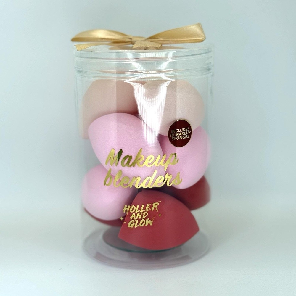Holler and Glow Makeup Blenders 10‎ Pack Beauty Sponges Set Pink Red Nude NWT
